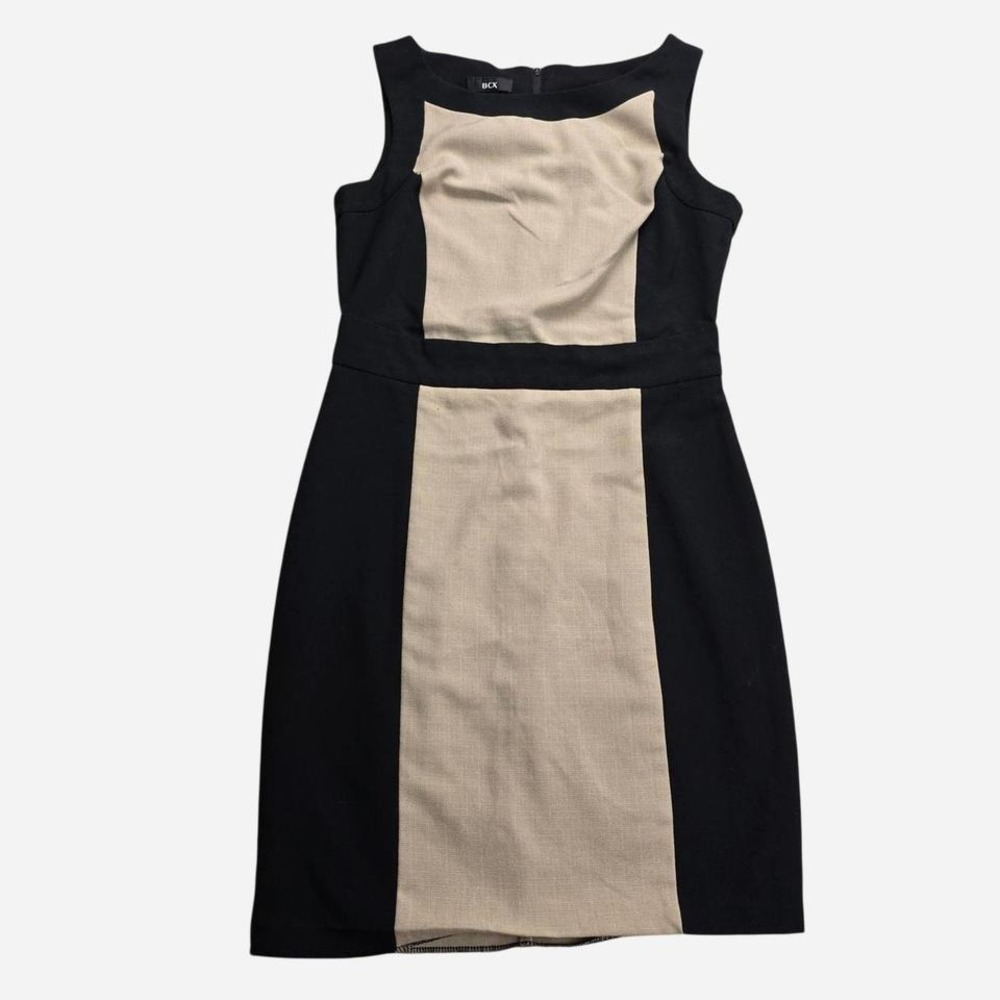 BCX Womens Colorblock Sheath Dress Black Tan Sleeveless Size 9 Business Casual
